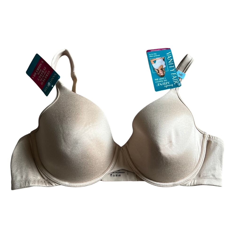 NWT! Vanity Fair Beige Full Coverage T-Shirt Bra Size 40C